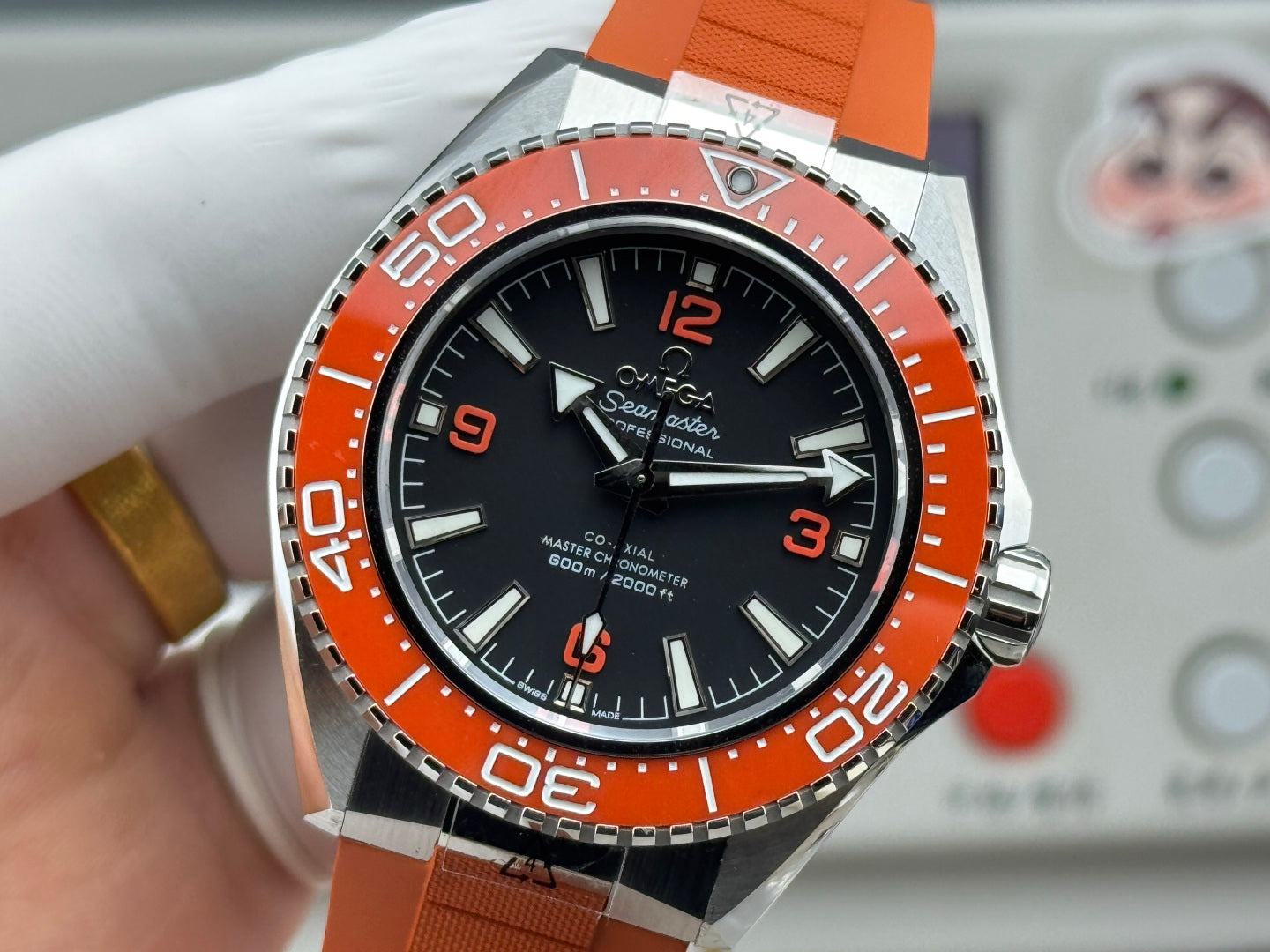 Omega Seamaster Planet Ocean 600M 42mm Steel Black Dial Orange Rubber Strap