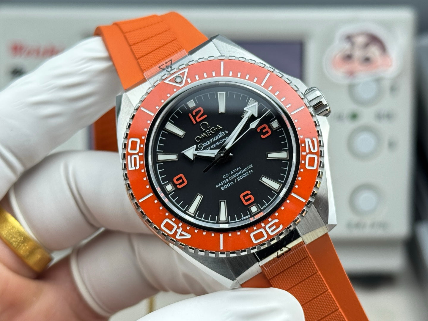 Omega Seamaster Planet Ocean 600M 42mm Steel Black Dial Orange Rubber Strap