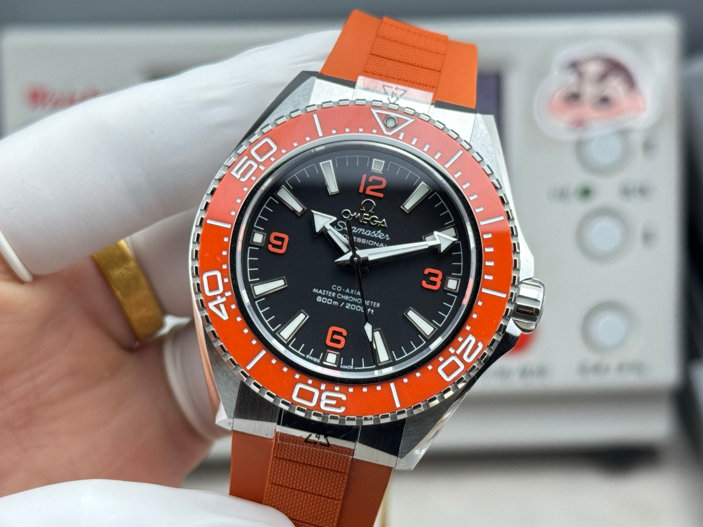 Omega Seamaster Planet Ocean 600M 42mm Steel Black Dial Orange Rubber Strap