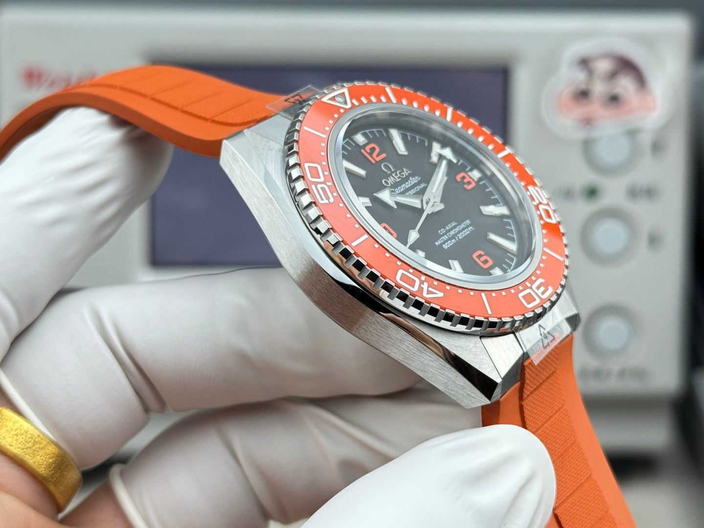Omega Seamaster Planet Ocean 600M 42mm Steel Black Dial Orange Rubber Strap
