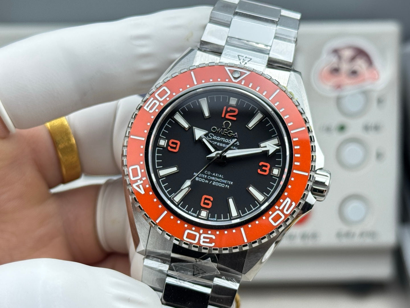 Omega Seamaster Planet Ocean 600M 42mm Steel/Orange Ceramic Black Dial Watch
