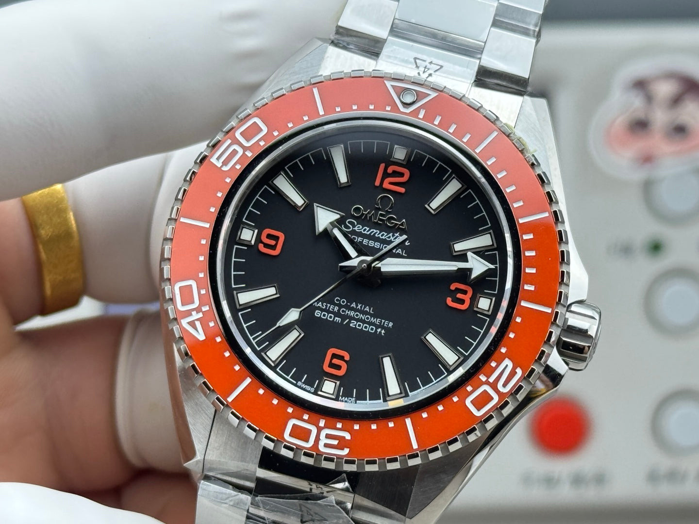 Omega Seamaster Planet Ocean 600M 42mm Steel/Orange Ceramic Black Dial Watch