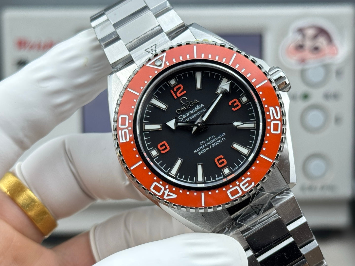 Omega Seamaster Planet Ocean 600M 42mm Steel/Orange Ceramic Black Dial Watch