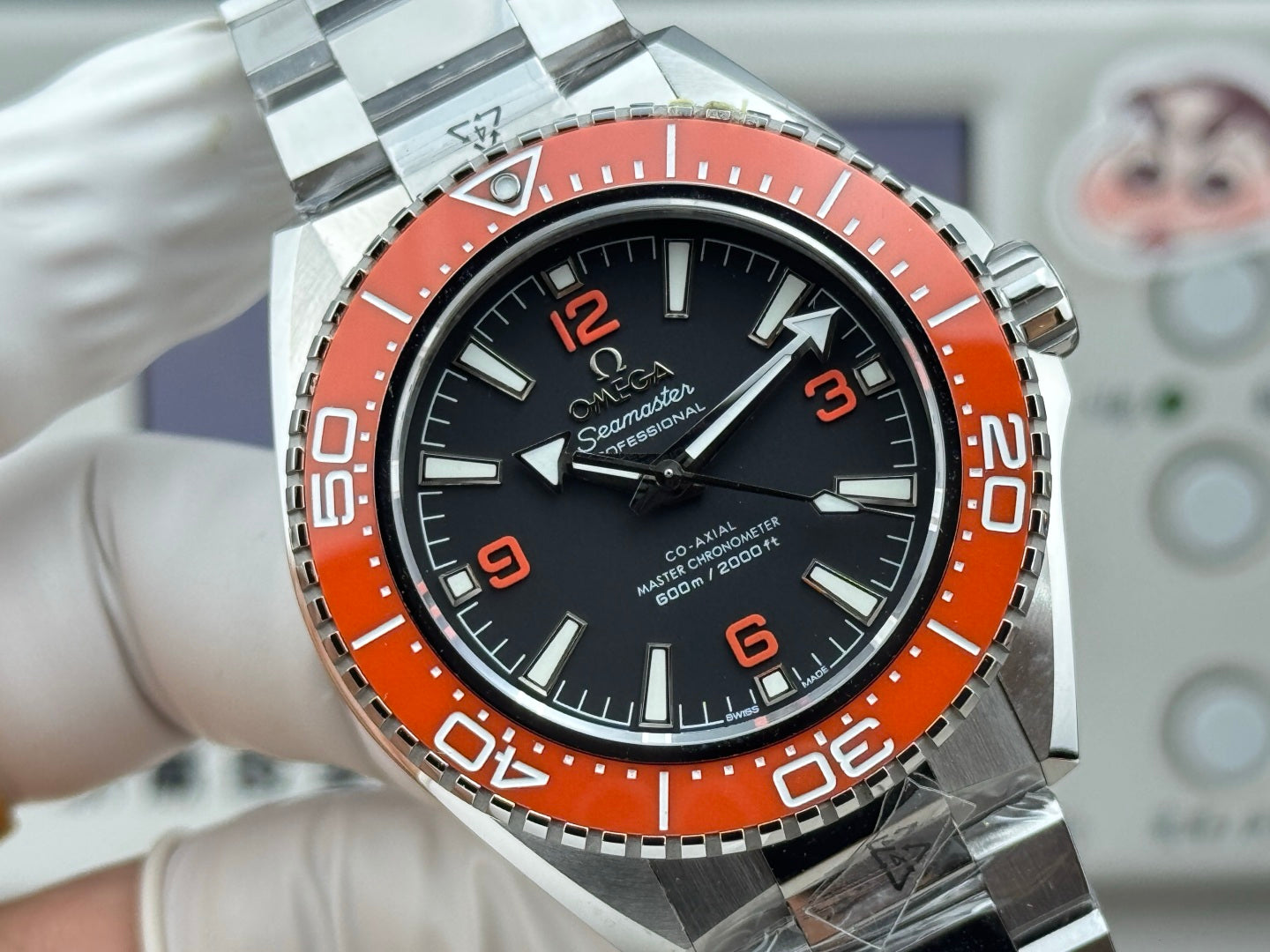 Omega Seamaster Planet Ocean 600M 42mm Steel/Orange Ceramic Black Dial Watch