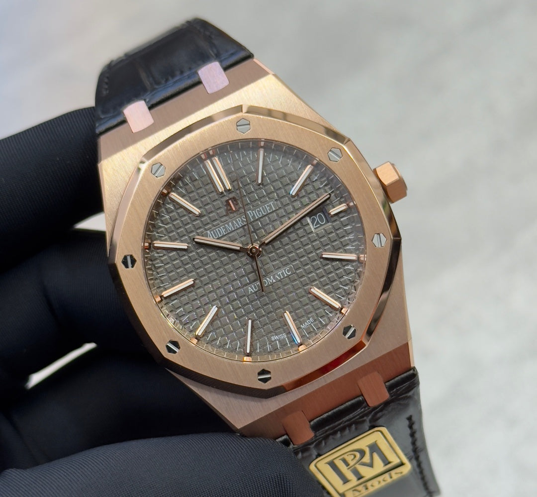 Audemars Piguet Royal Oak Selfwinding 41mm 15400OR Grey Dial Leather Strap
