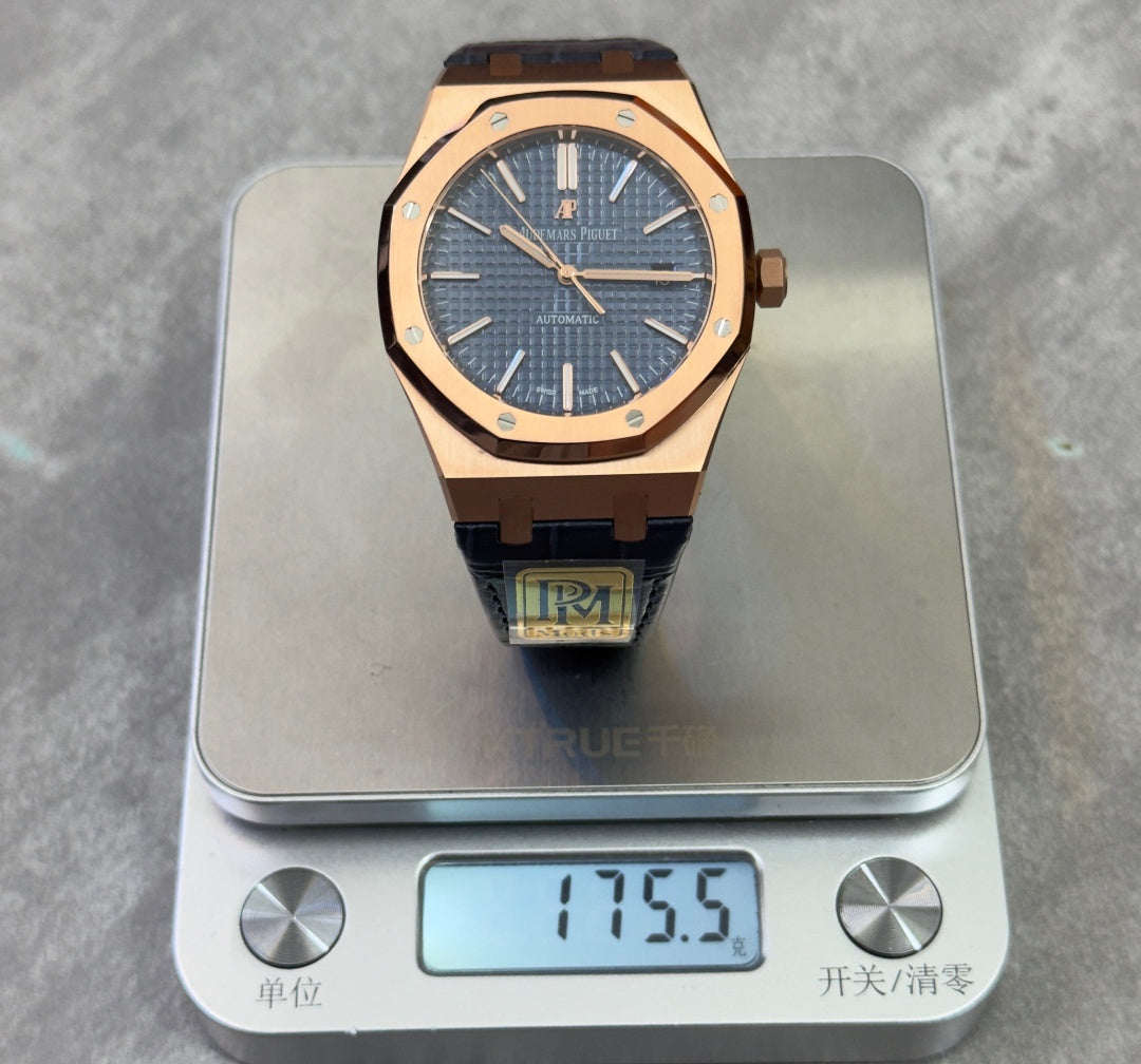 Audemars Piguet Royal Oak Selfwinding 41mm 15400OR Blue Dial Leather Strap