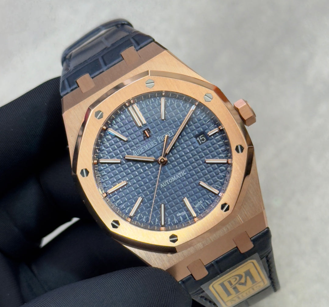 Audemars Piguet Royal Oak Selfwinding 41mm 15400OR Blue Dial Leather Strap