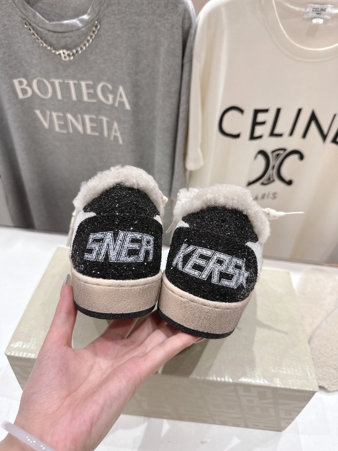 Golden Goose 2025 Wool-Lined Dirty Sneaker Ivory Black mix Gold Suede 491646