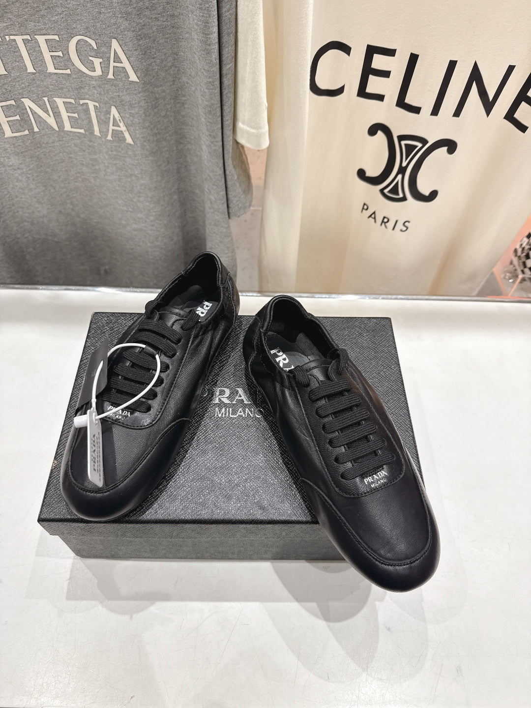 Prada 25s ballet flats black sheepskin 535496
