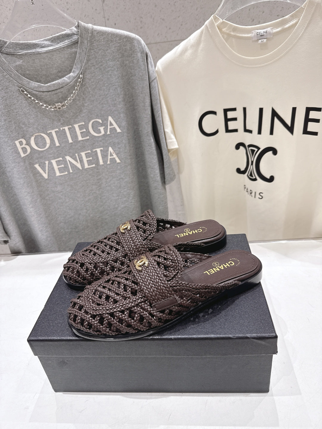 Channel 2026 Hand-Woven Mules Chocolate Calfskin 896471