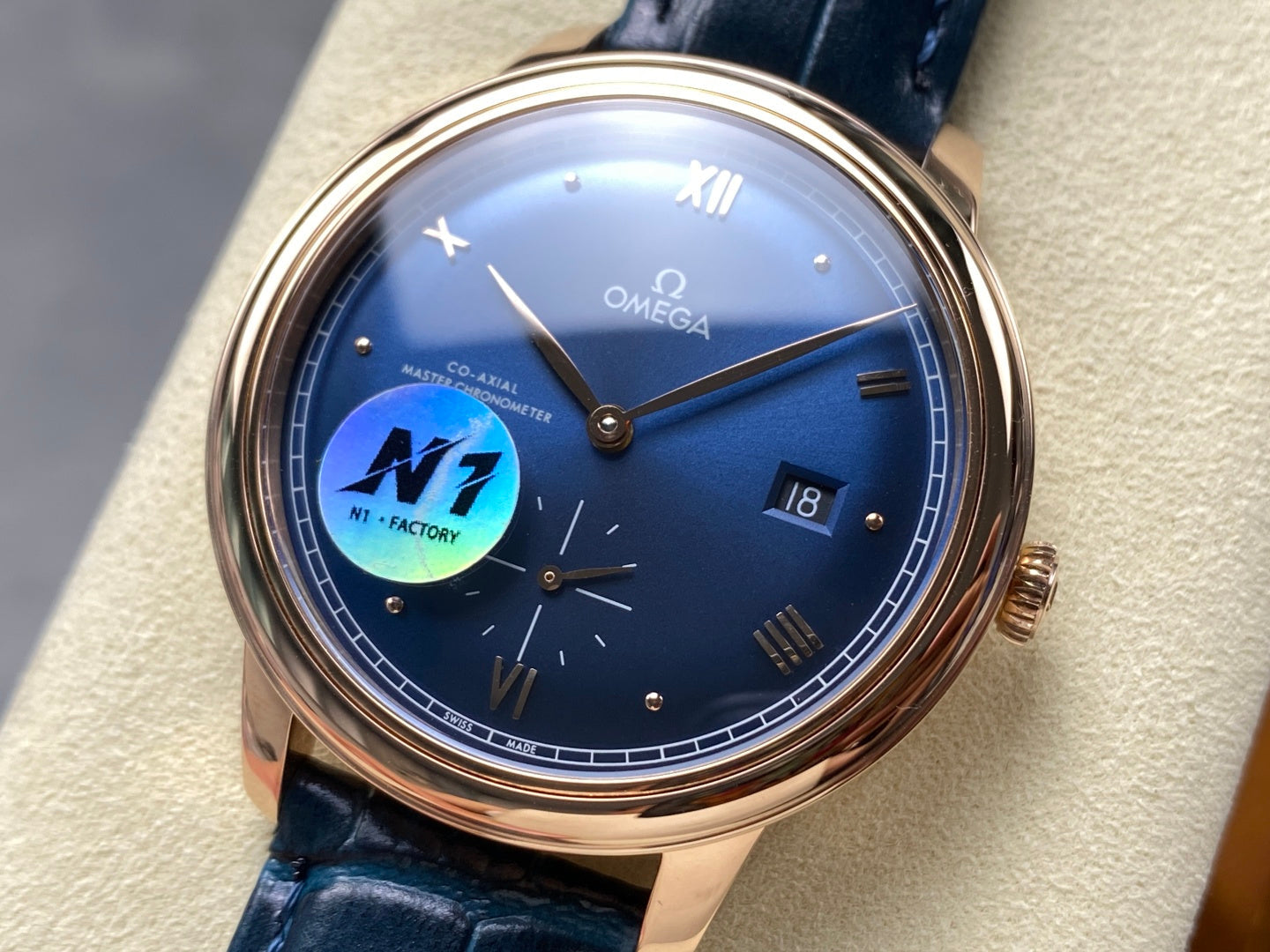 Omega De Ville Prestige Co-Axial Master Chronometer 41mm Rose Gold Blue Dial
