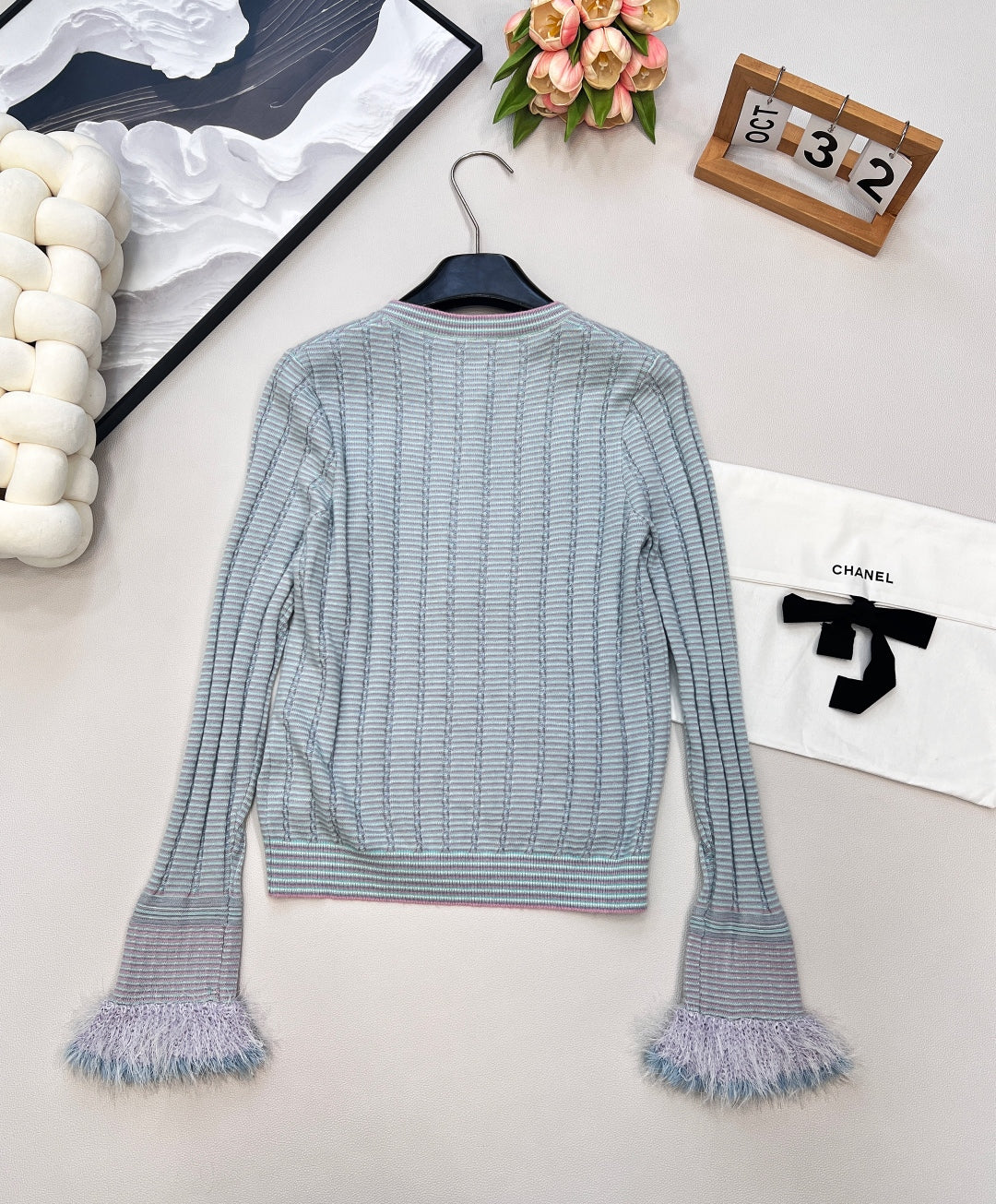 CC 25 Cardigan Grey Blue Cashmere 100003