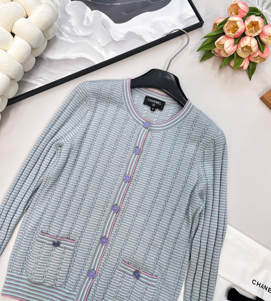 CC 25 Cardigan Grey Blue Cashmere 100003