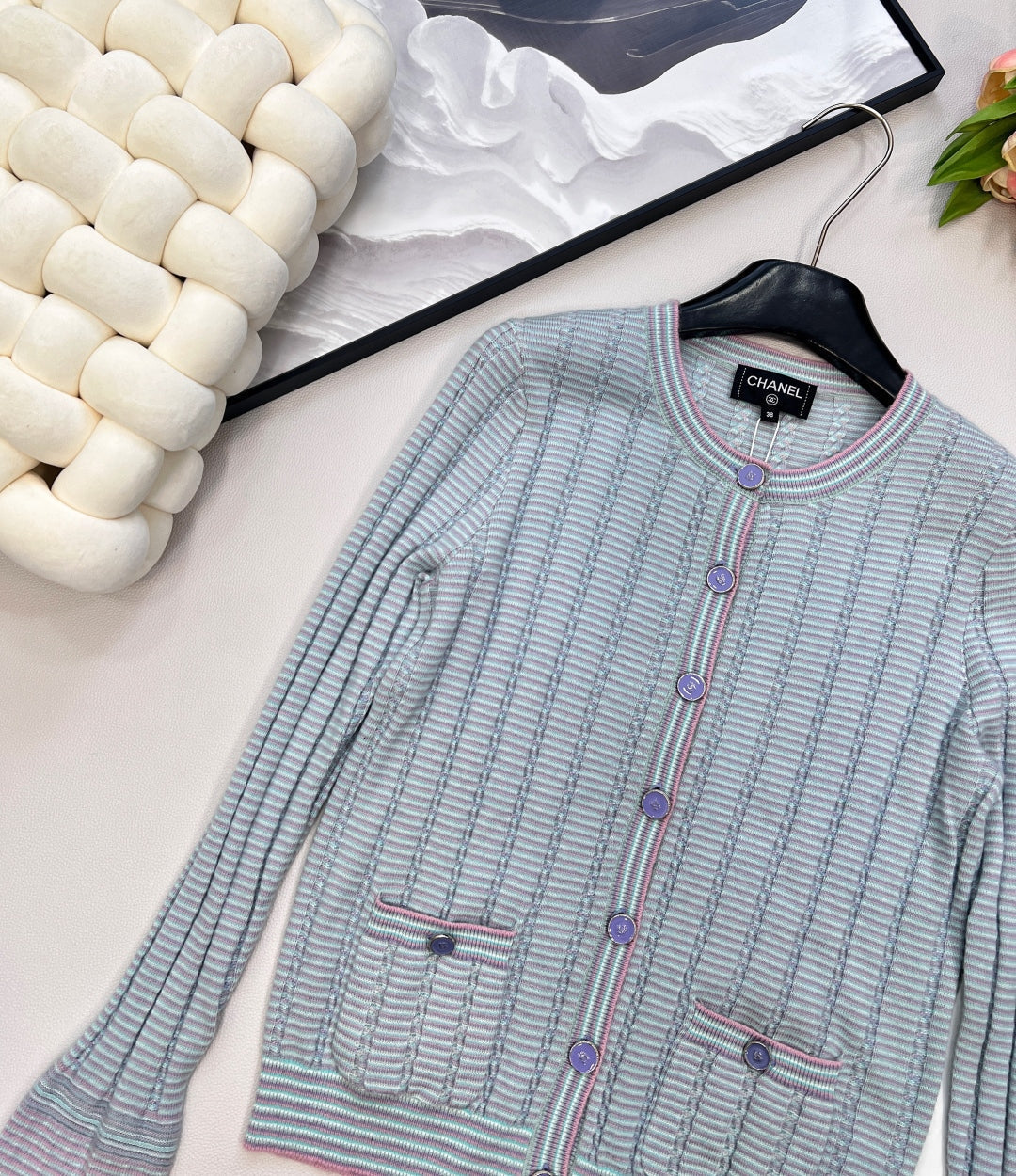 CC 25 Cardigan Grey Blue Cashmere 100003