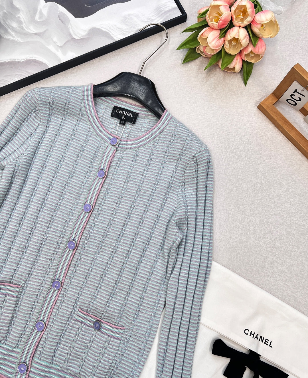 CC 25 Cardigan Grey Blue Cashmere 100003