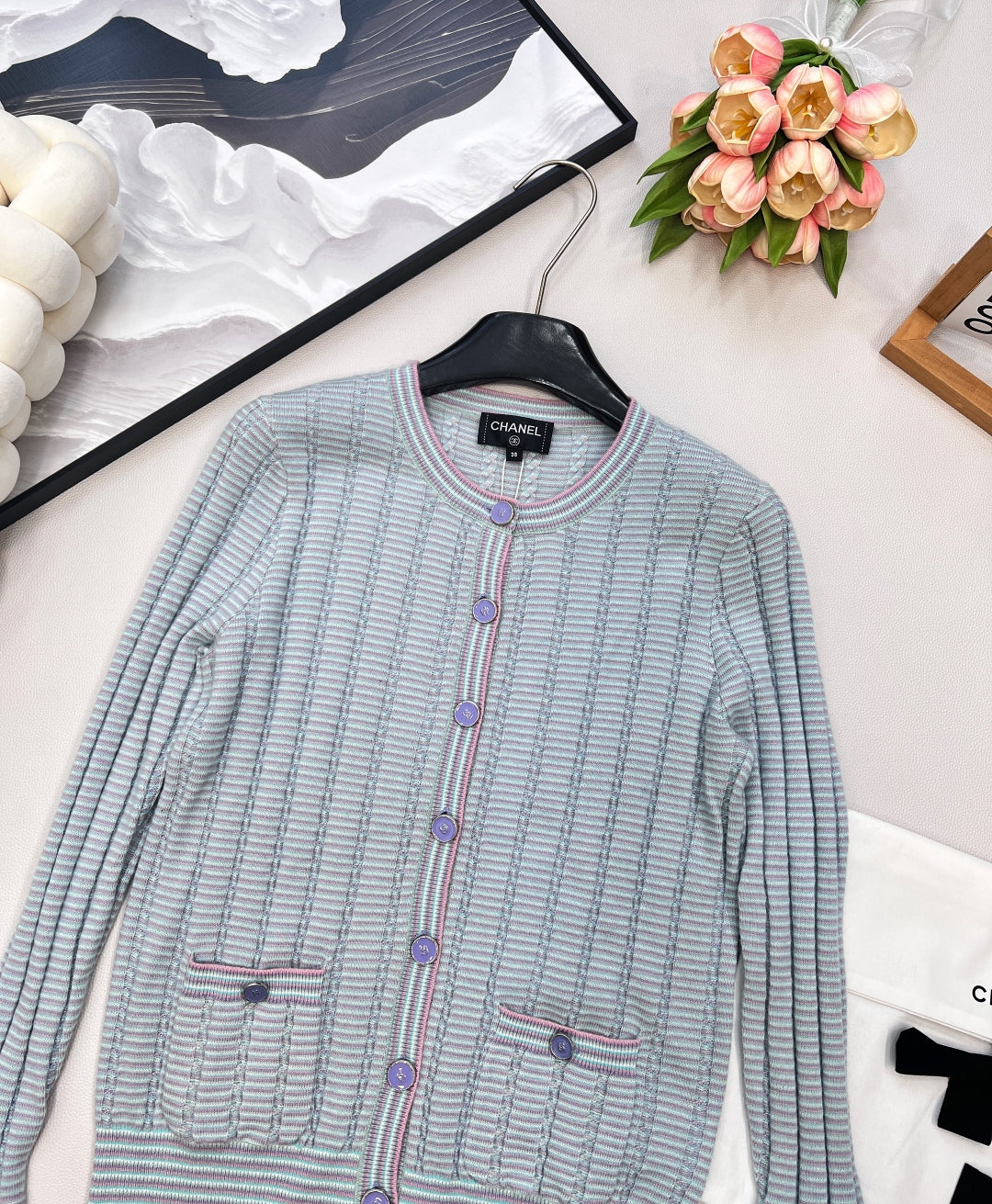 CC 25 Cardigan Grey Blue Cashmere 100003