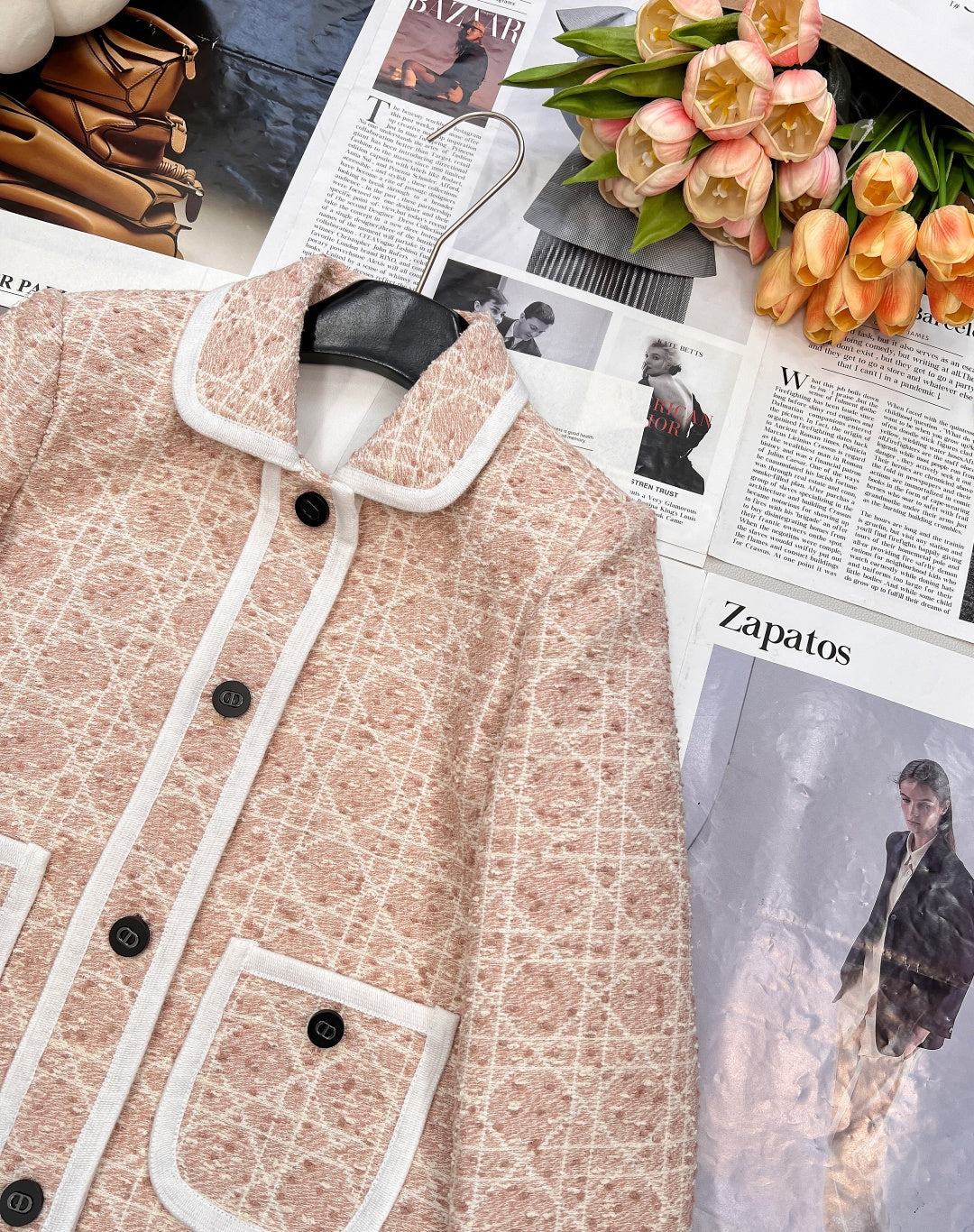 CD 25 Plaid Jacket Pink Mix White Cotton Wool