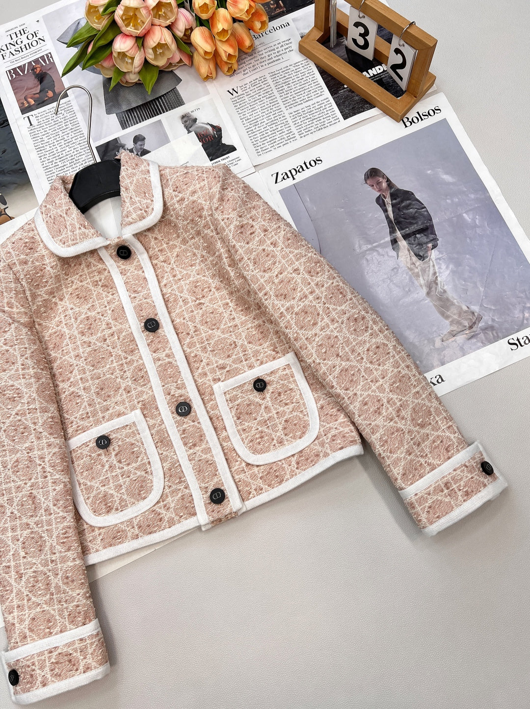 CD 25 Plaid Jacket Pink Mix White Cotton Wool