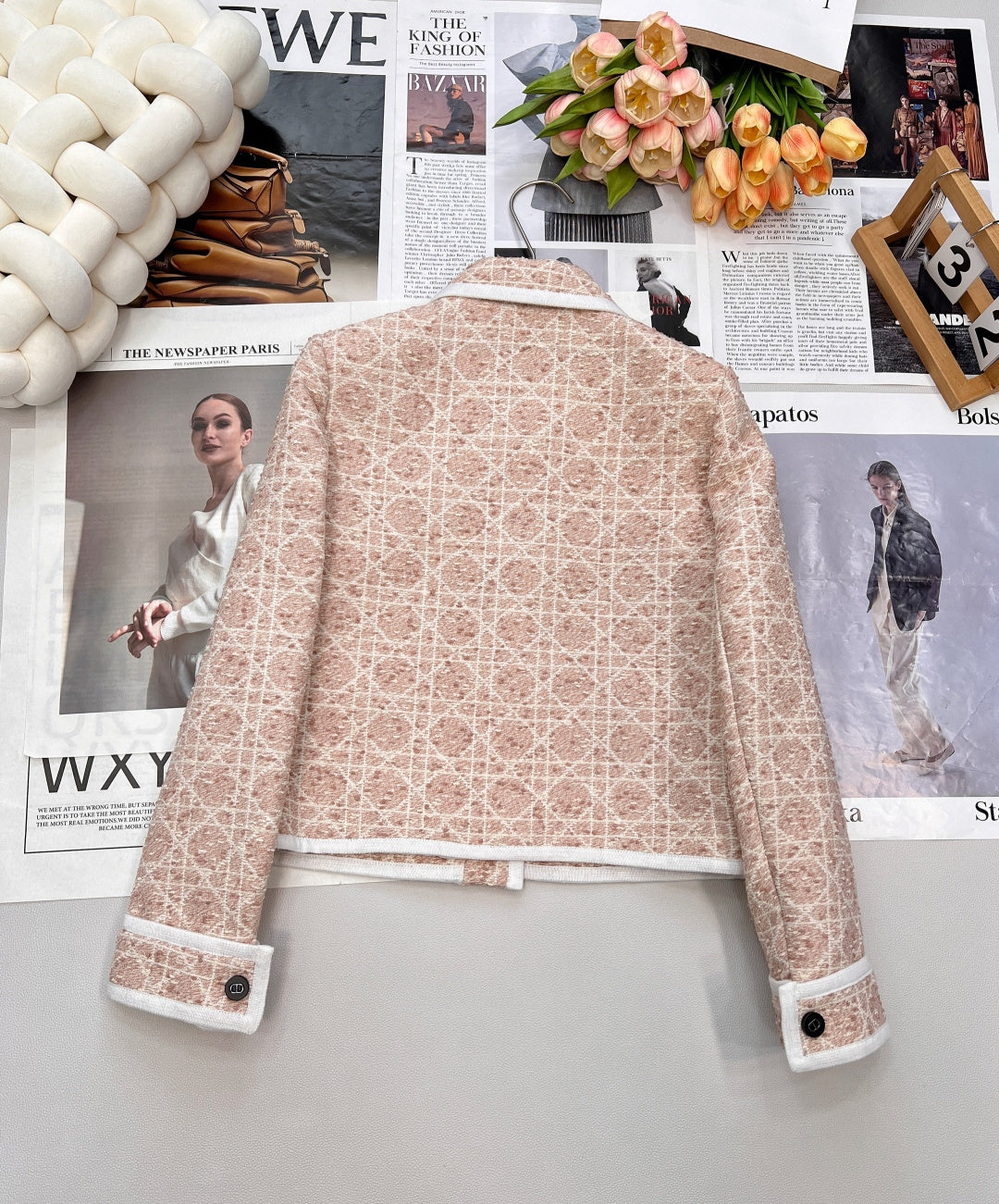 CD 25 Plaid Jacket Pink Mix White Cotton Wool