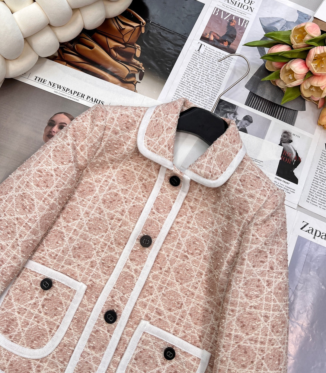 CD 25 Plaid Jacket Pink Mix White Cotton Wool