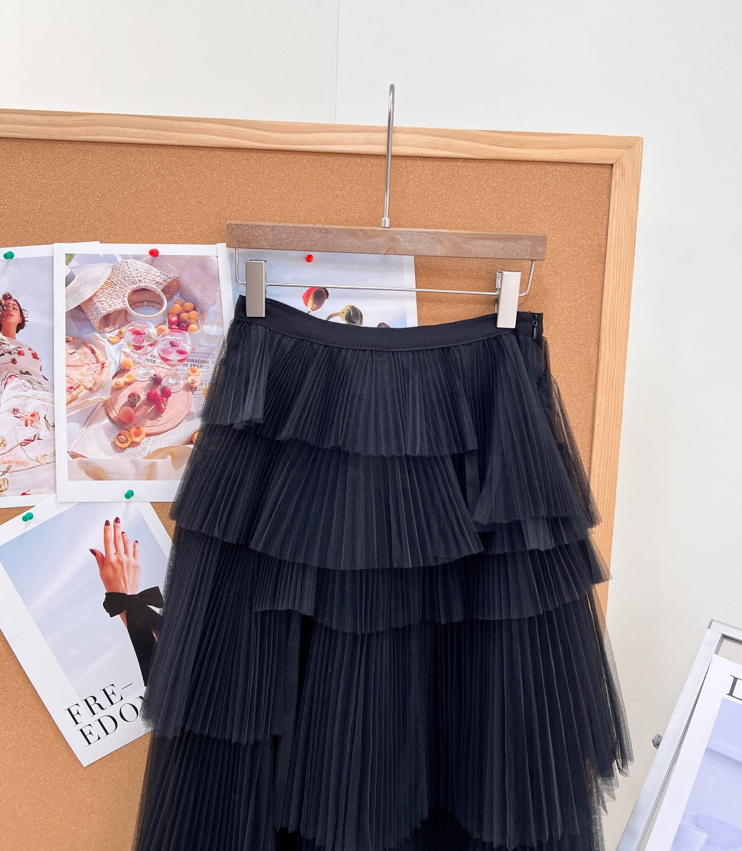 Dior 2026 Layered Skirt Black And Pink Mesh Cotton 737486