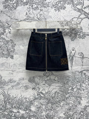 LV 25 Denim Skirt Black Cotton