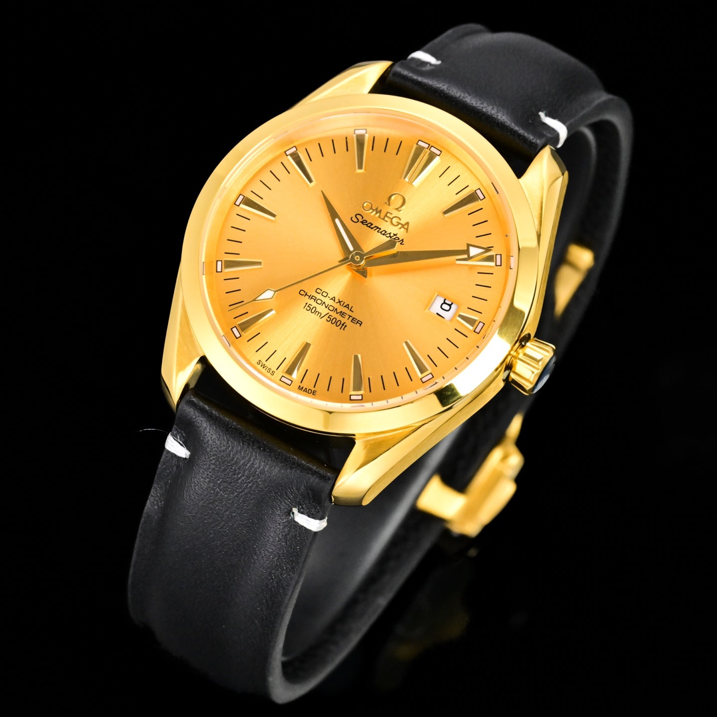 Omega Seamaster 150M Aqua Terra Observatory 39mm Gold Case Gold Dial