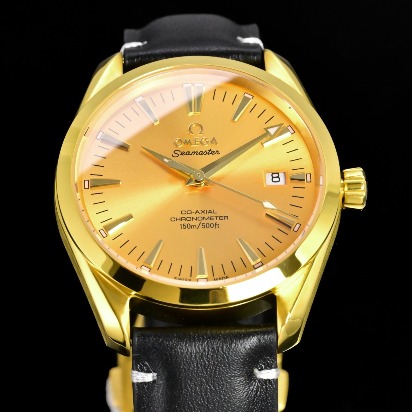 Omega Seamaster 150M Aqua Terra Observatory 39mm Gold Case Gold Dial