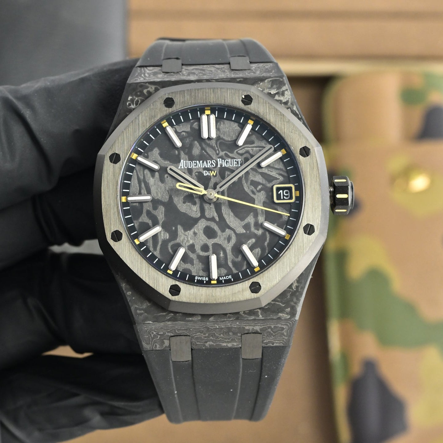 Audemars Piguet Royal Oak 41mm Custom Carbon Black Yellow Dial