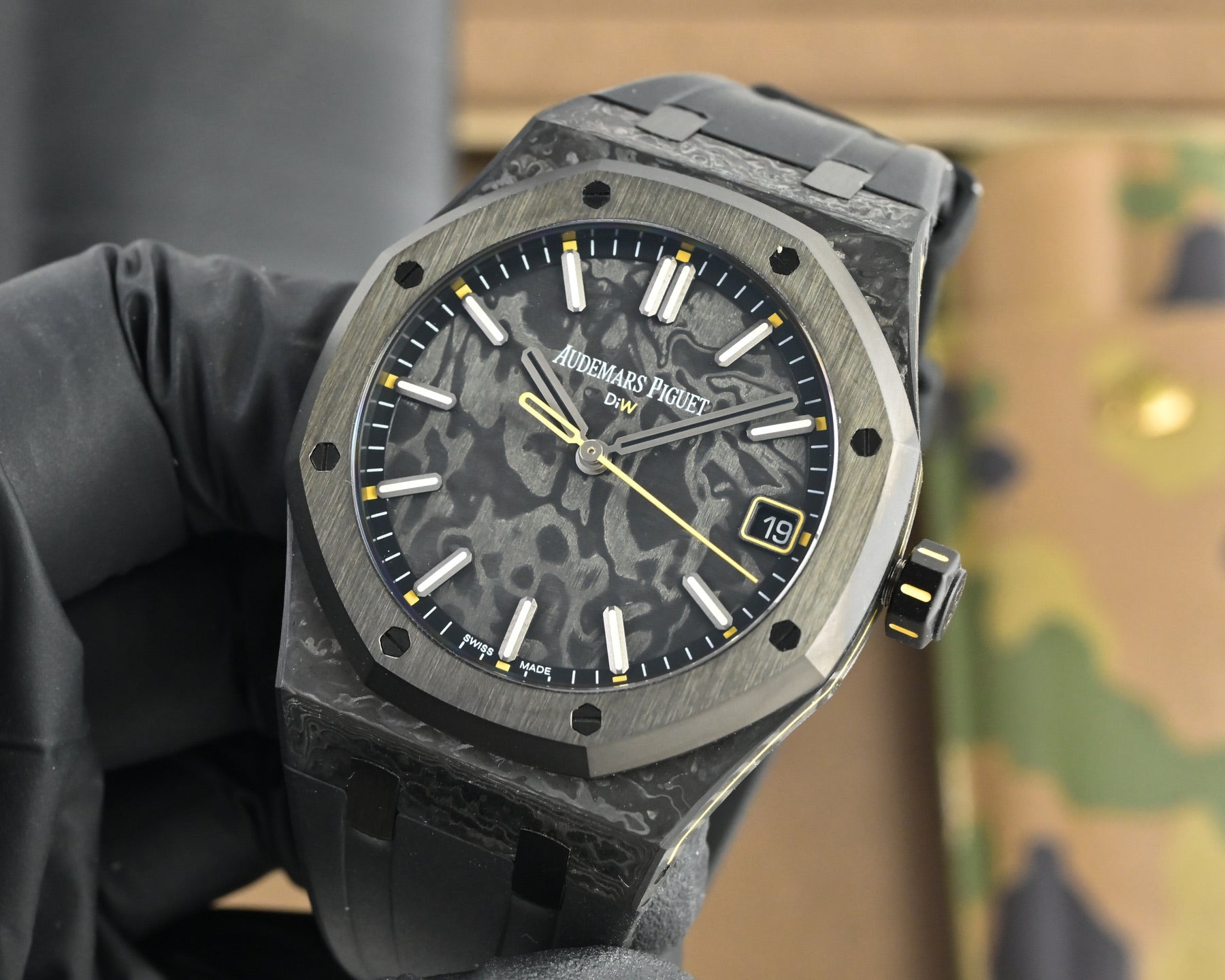 Audemars Piguet Royal Oak 41mm Custom Carbon Black Yellow Dial