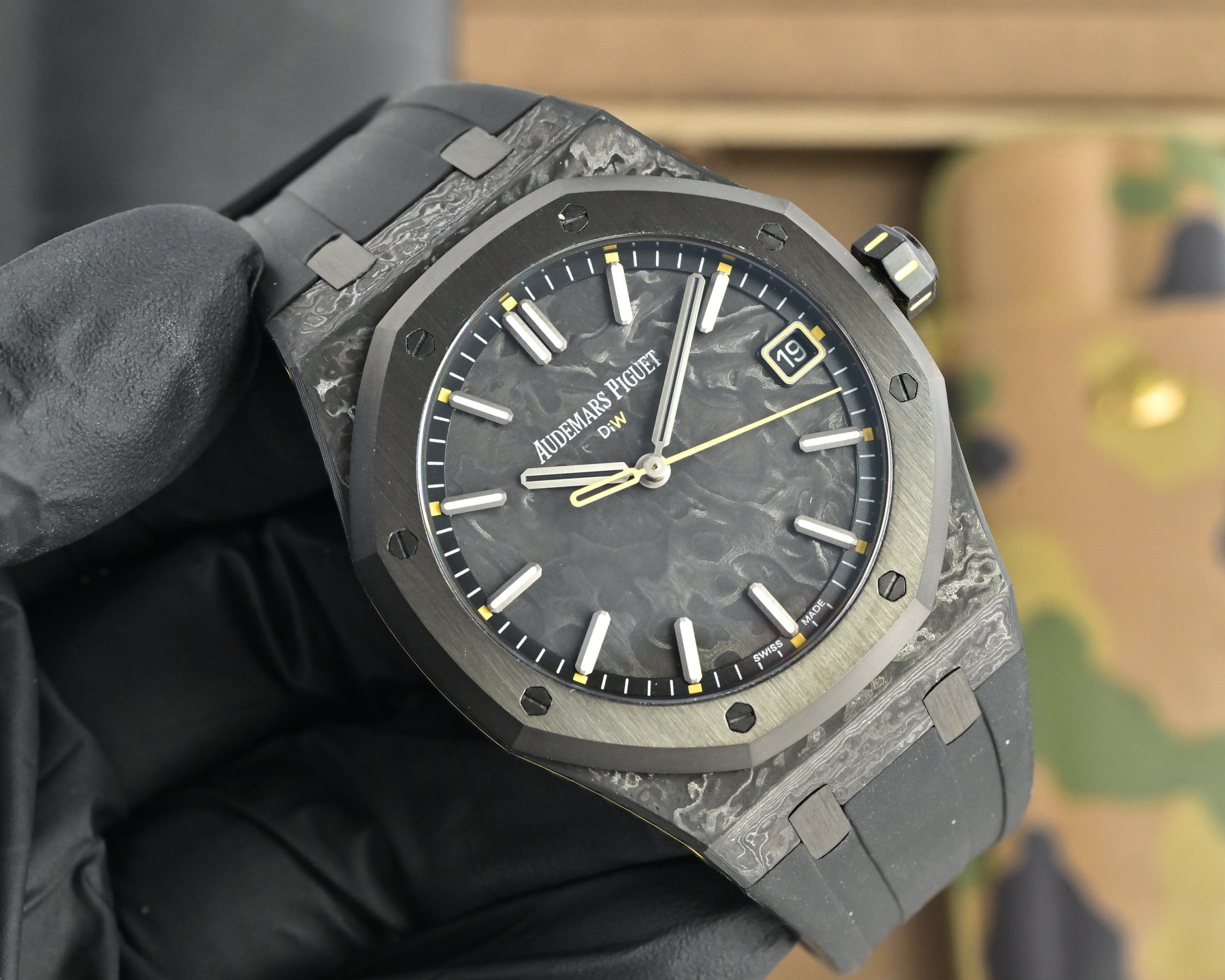 Audemars Piguet Royal Oak 41mm Custom Carbon Black Yellow Dial