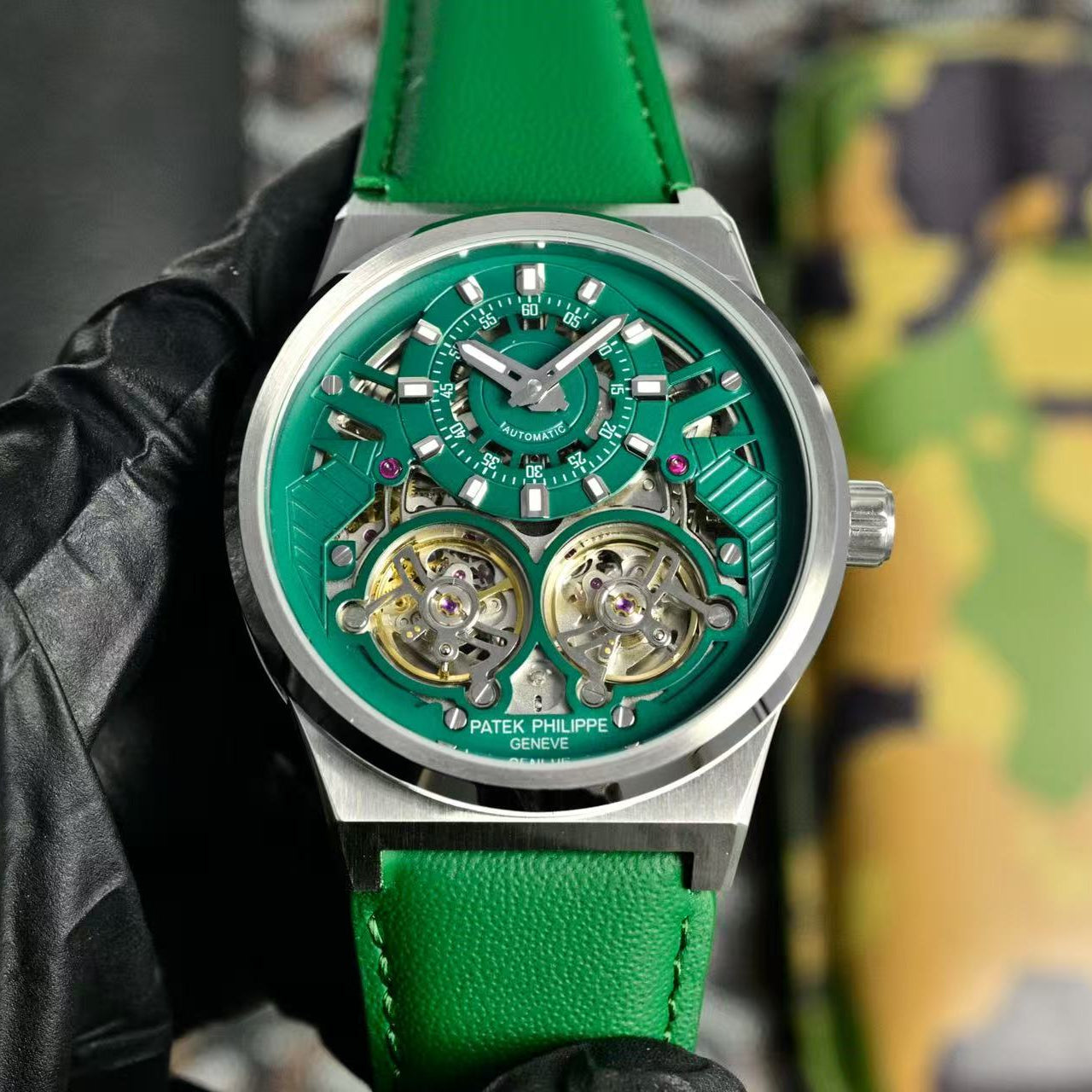 Patek Philippe Double Tourbillon Green Dial 44mm Watch