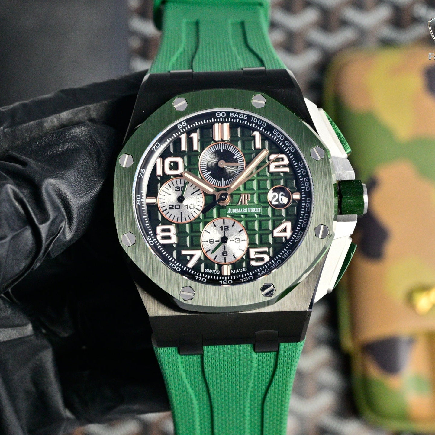 Audemars Piguet Royal Oak Chronograph 41mm Green Dial Green Rubber Strap