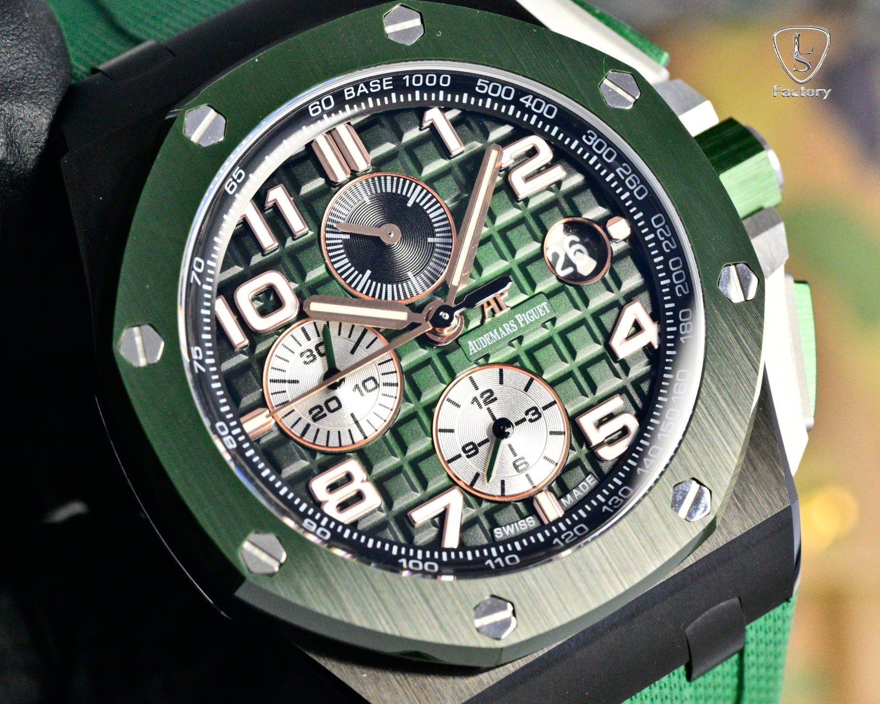 Audemars Piguet Royal Oak Chronograph 41mm Green Dial Green Rubber Strap
