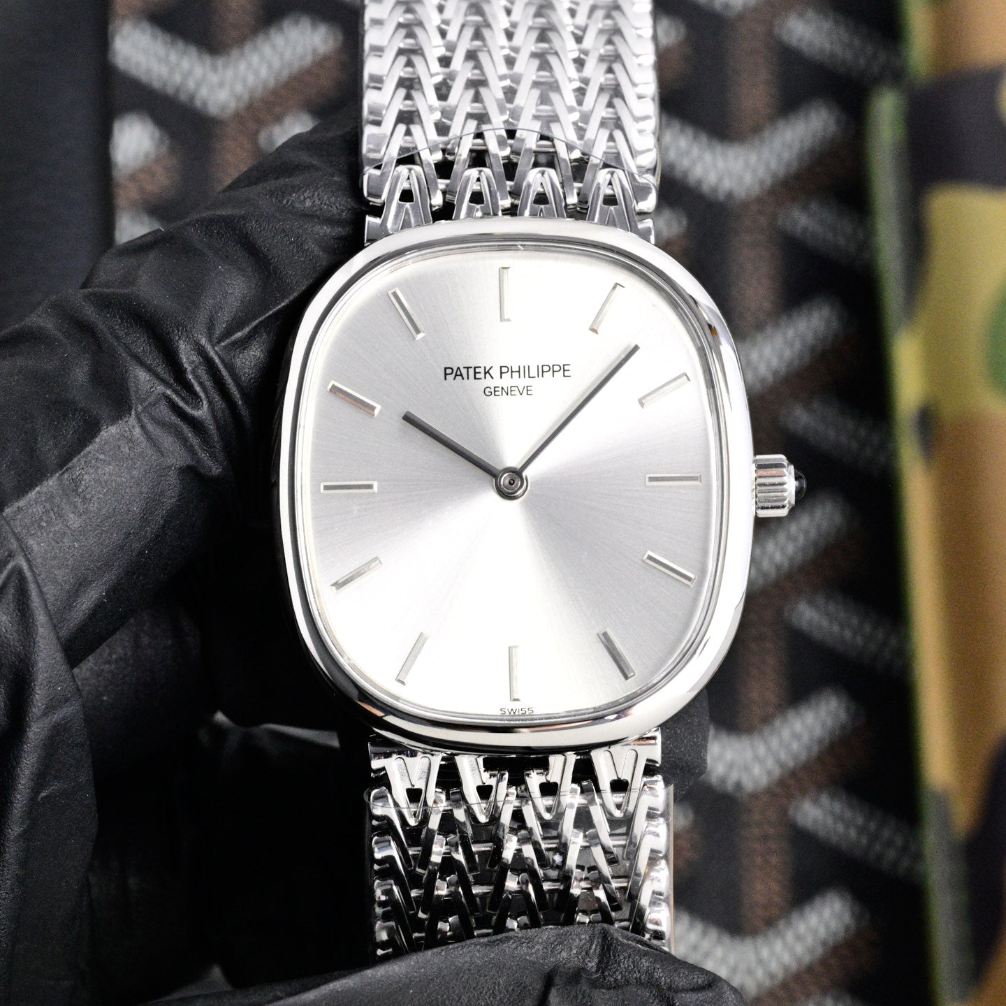 Patek Philippe Golden Ellipse 27mm Silver Dial Steel Strap