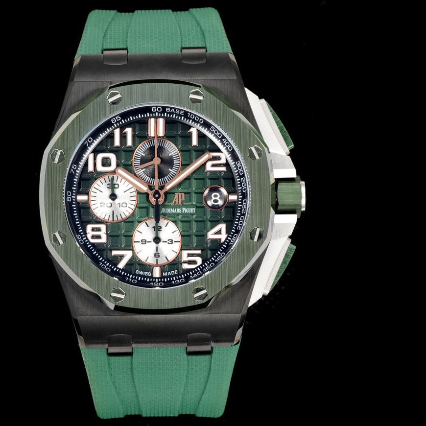 Audemars Piguet Royal Oak Offshore Chronograph 44mm Black Case Green Silver Dial
