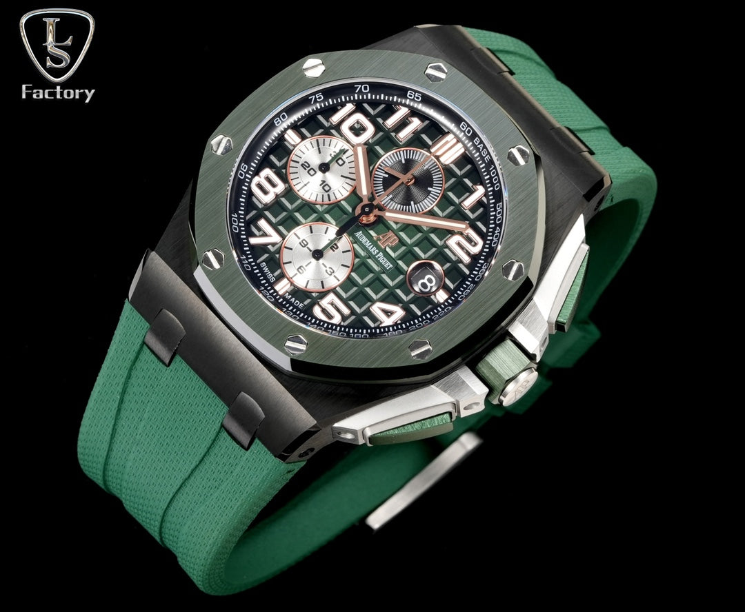 Audemars Piguet Royal Oak Offshore Chronograph 44mm Black Case Green Silver Dial