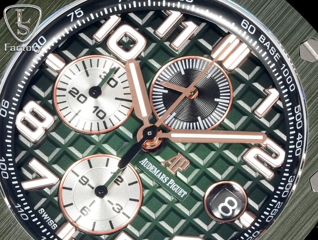Audemars Piguet Royal Oak Offshore Chronograph 44mm Black Case Green Silver Dial