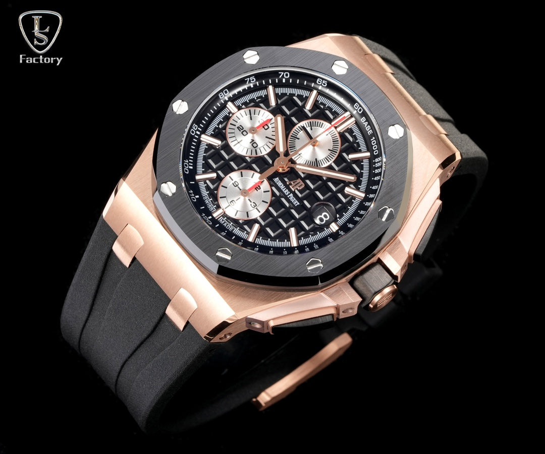 Audemars Piguet Royal Oak Offshore Chronograph 44mm Rose Gold Case Black Silver Dial