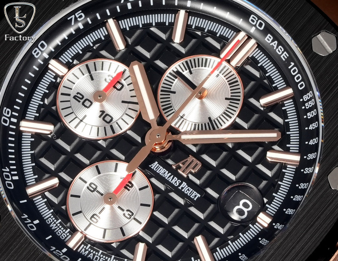 Audemars Piguet Royal Oak Offshore Chronograph 44mm Rose Gold Case Black Silver Dial