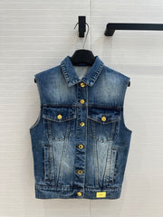 LV 25 Denim Vest Jacket Blue Cotton