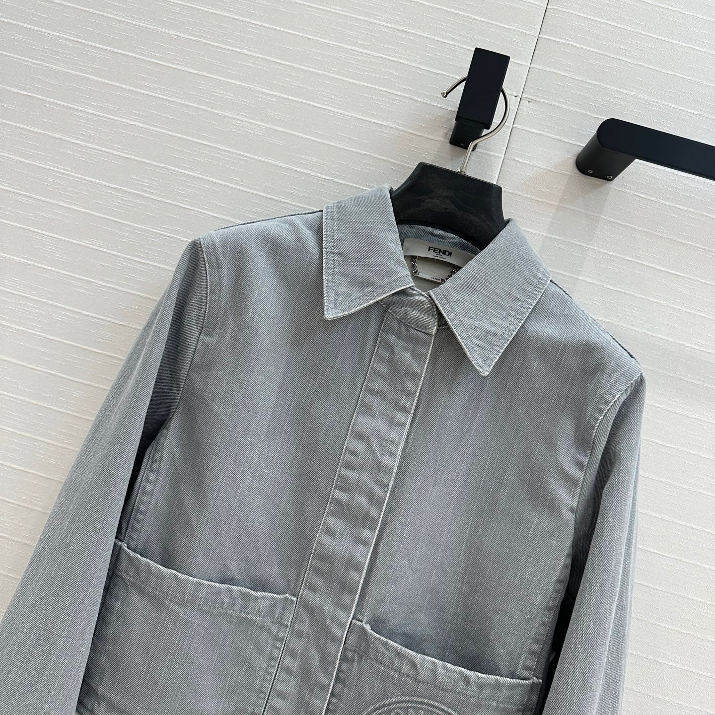 Fendi 25 Denim Jacket Gray Cotton