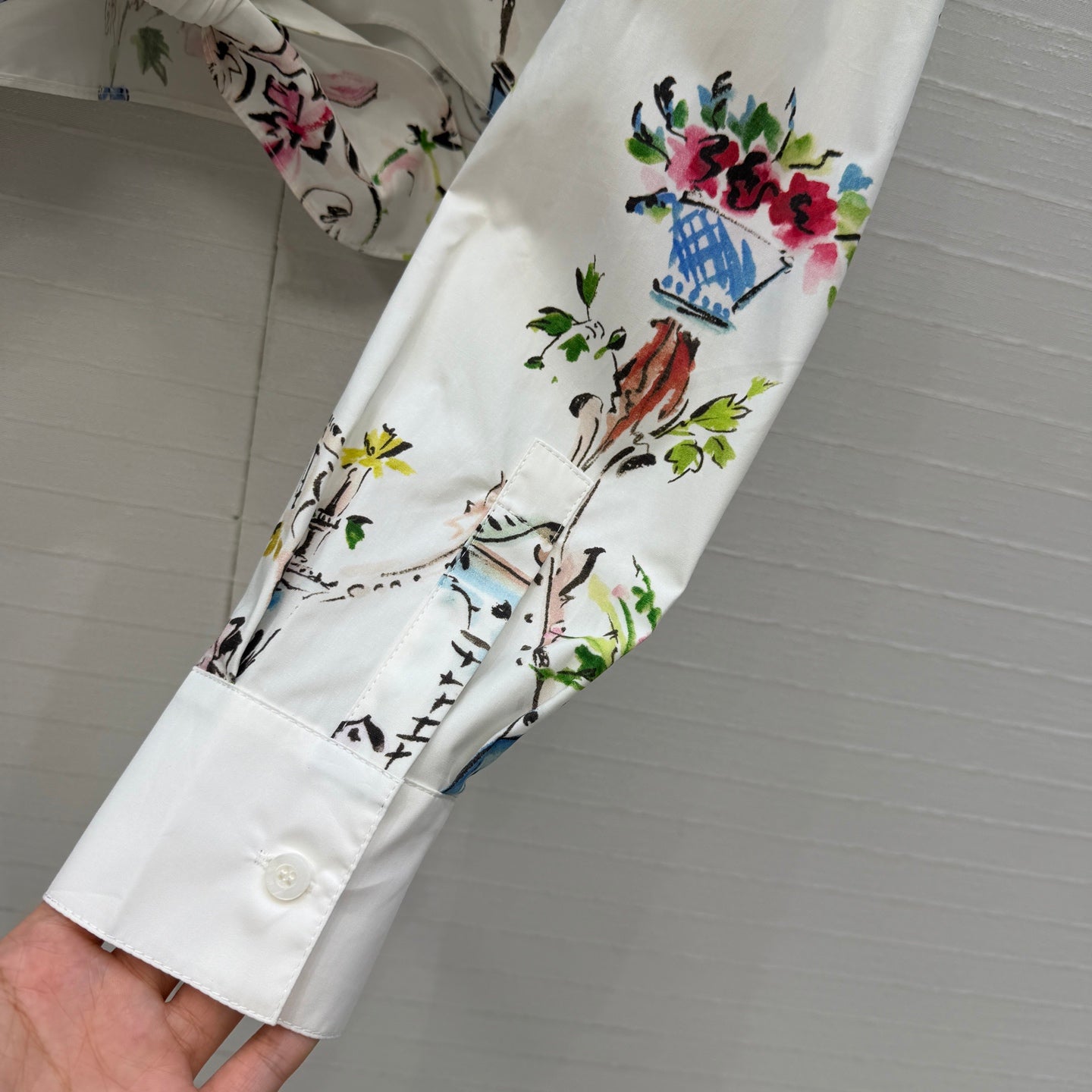 Dior 2026 Floral Print Shirt White Cotton 401995