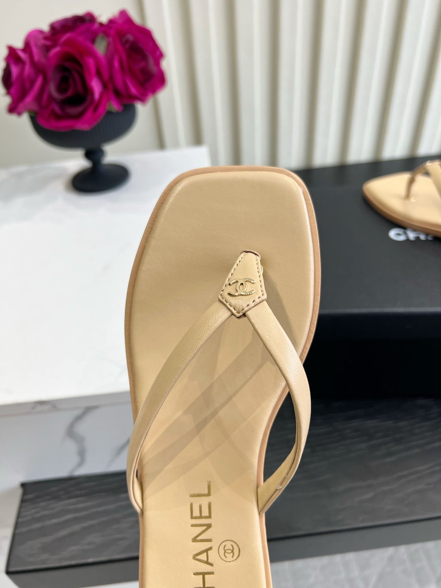 Chanel 2026 Flip-Flops Sandals Beige Sheepskin 977142