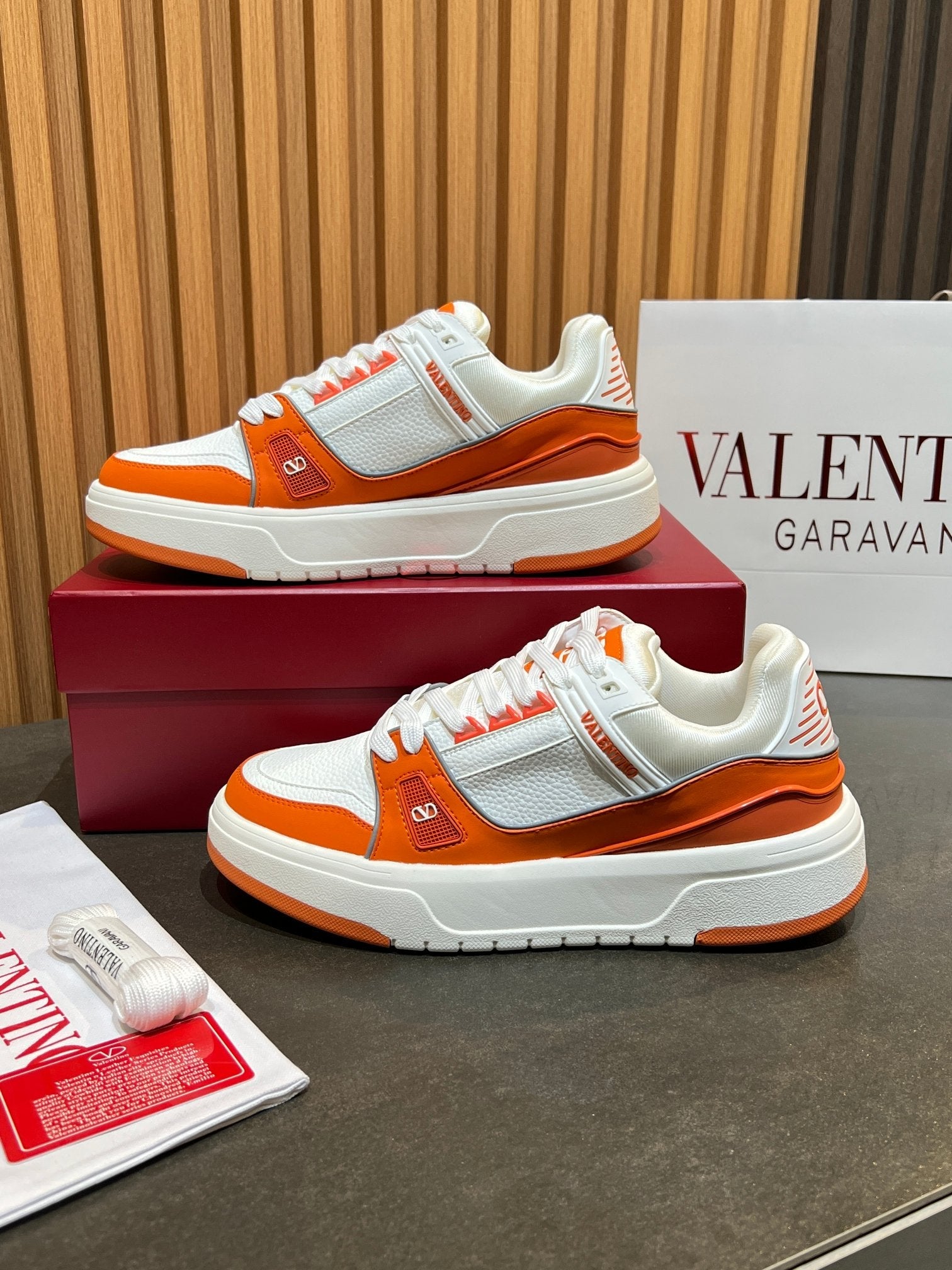 VT 25S Couple Sneakers White Orange Calfskin 563113