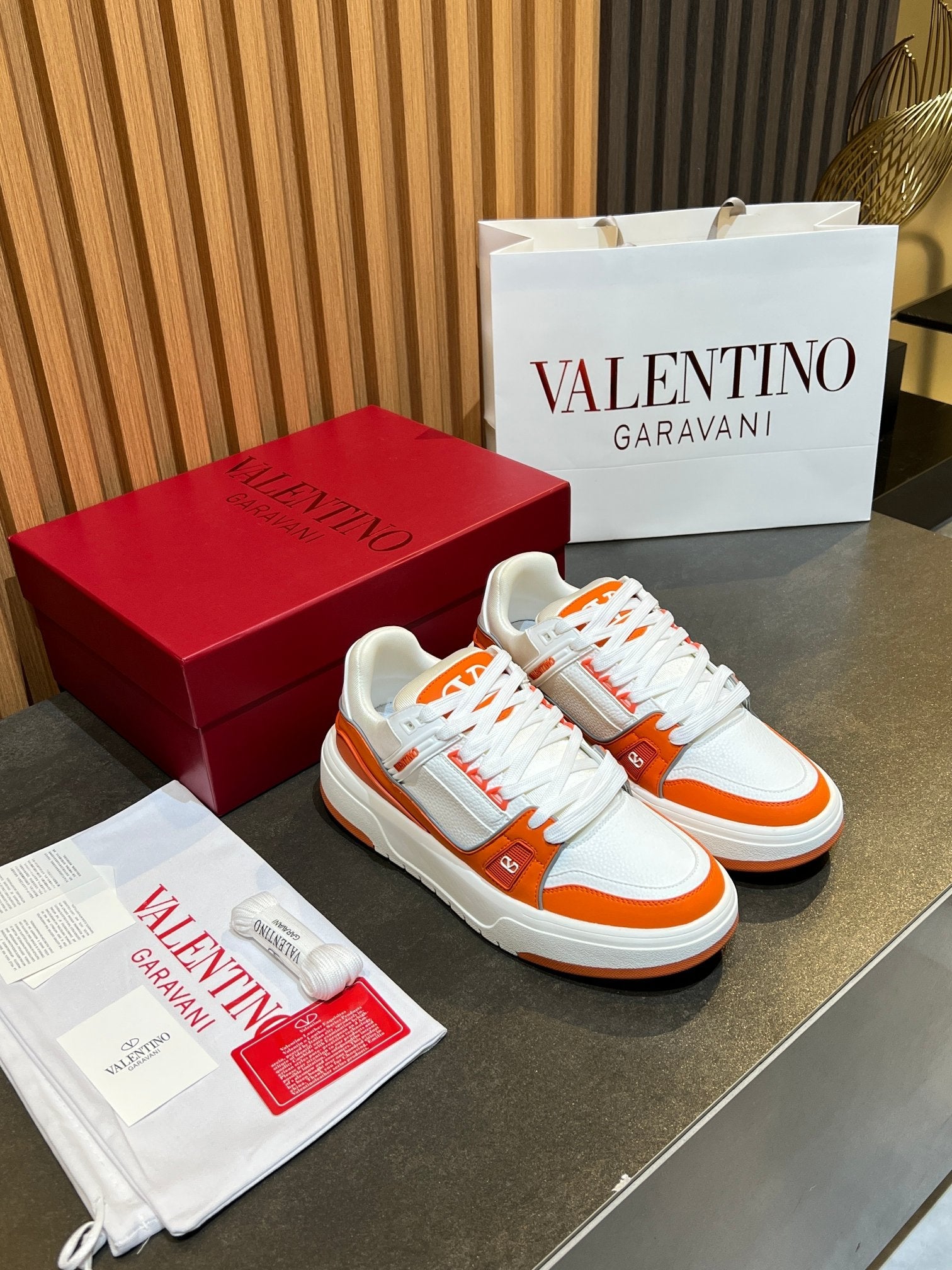 VT 25S Couple Sneakers White Orange Calfskin 563113