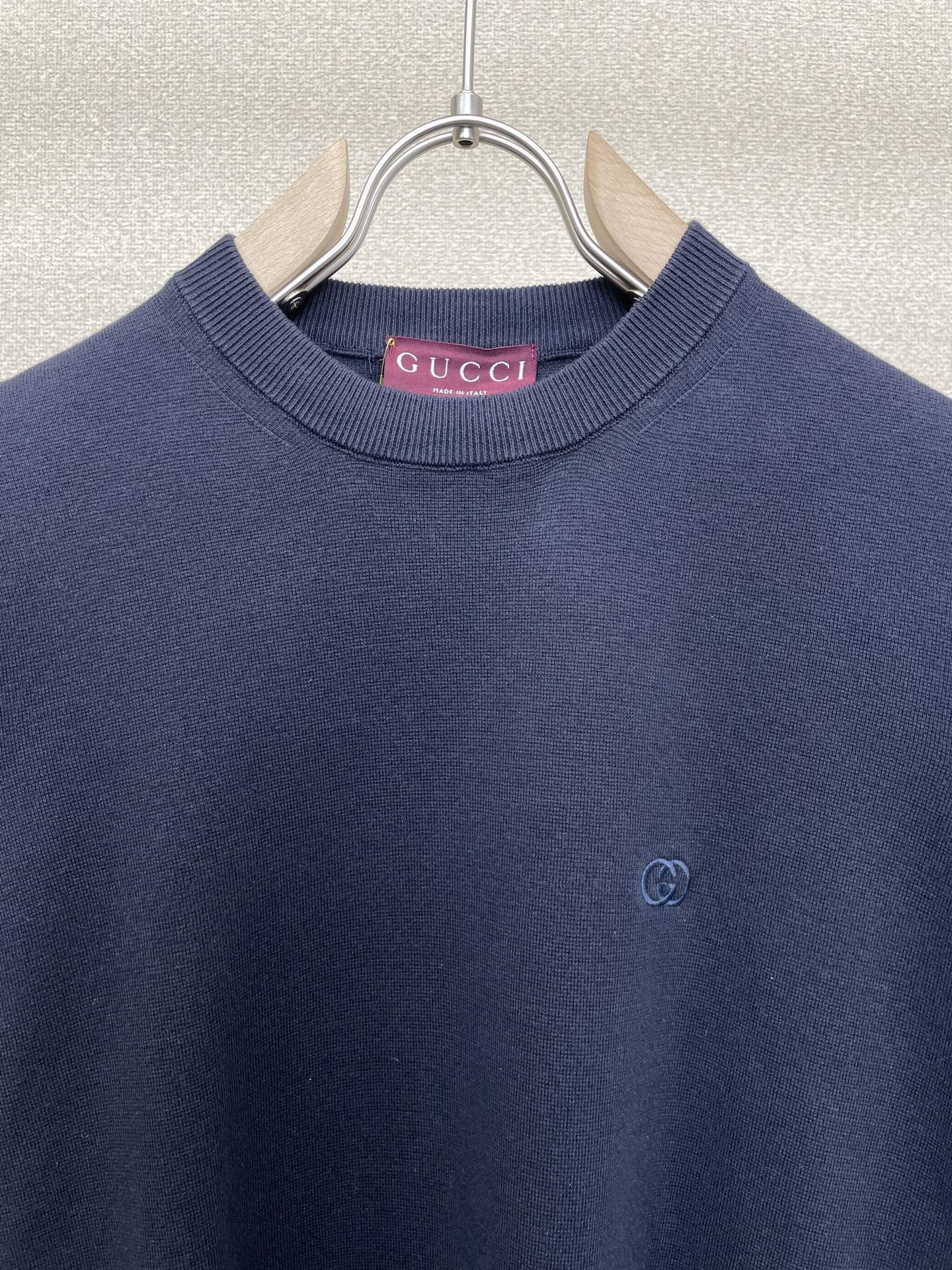 GC 2026 Men's  Shirt Navy Blue Embroidered Silk Cotton 698847
