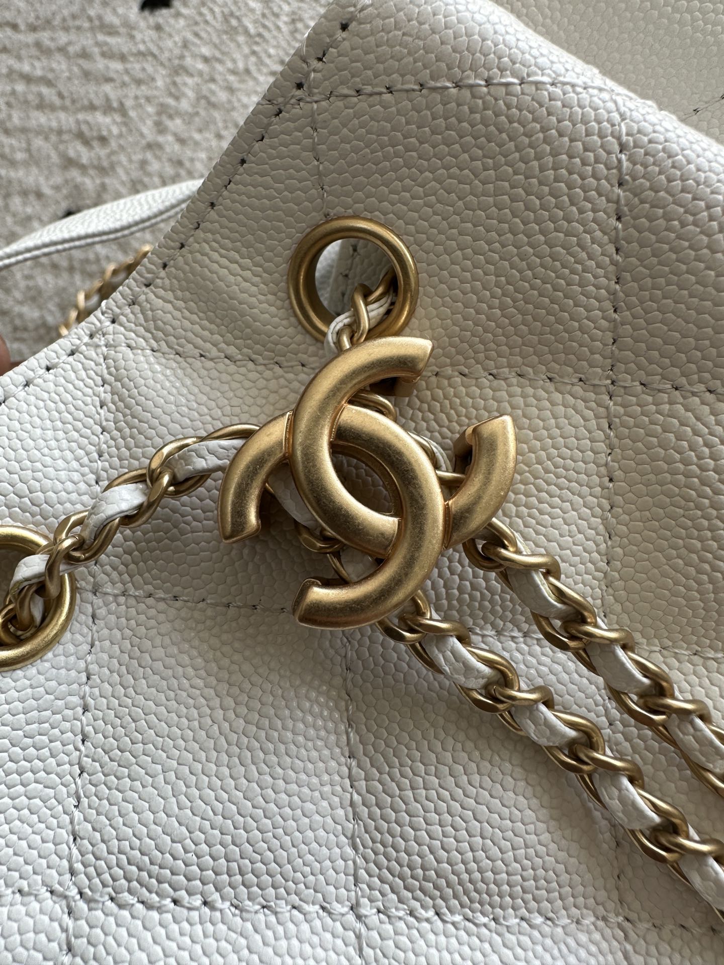 Chanel 2025 Backpack 23cm White Grained Calfskin 318277