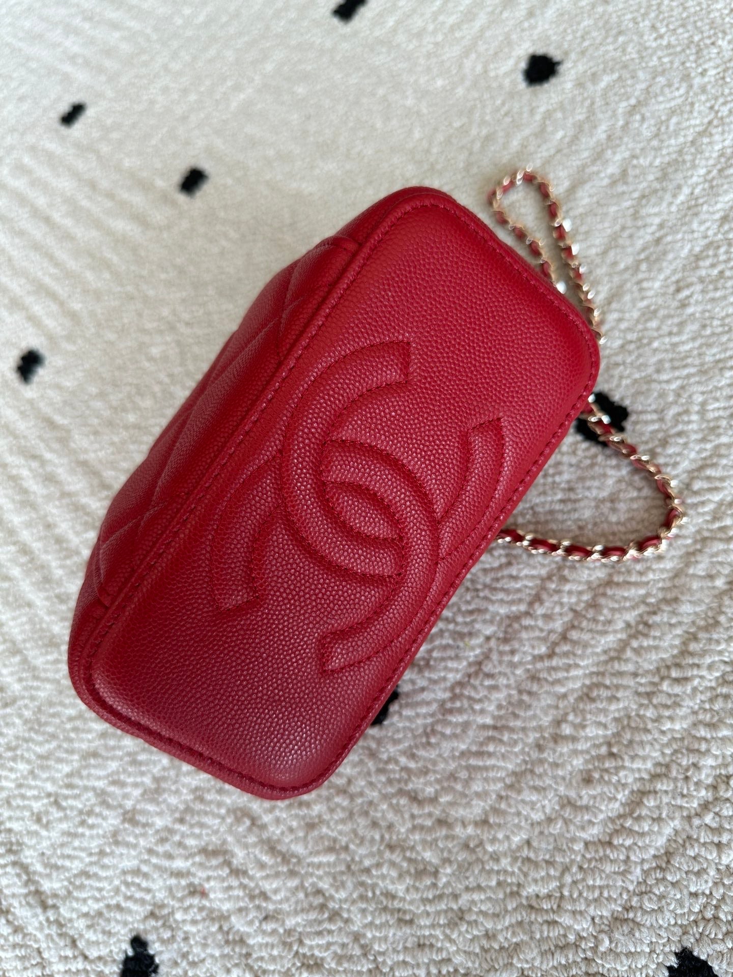 Chanel 2025 Vanity 17cm Bag Red Caviar Leather 320300