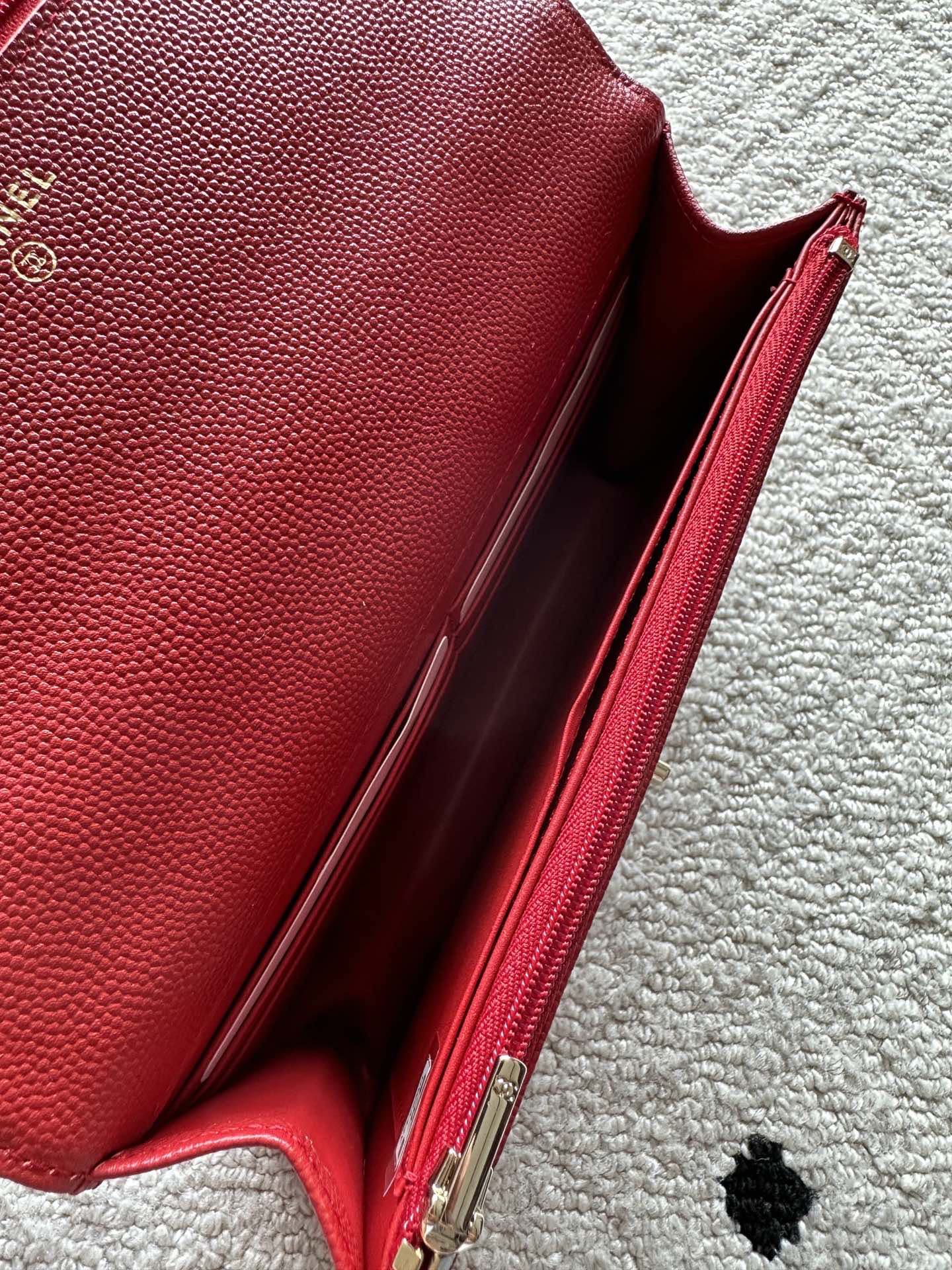 Chanel 2025 Trendy CC Wallet on Chain 19cm Bag Red Caviar Leather 320293